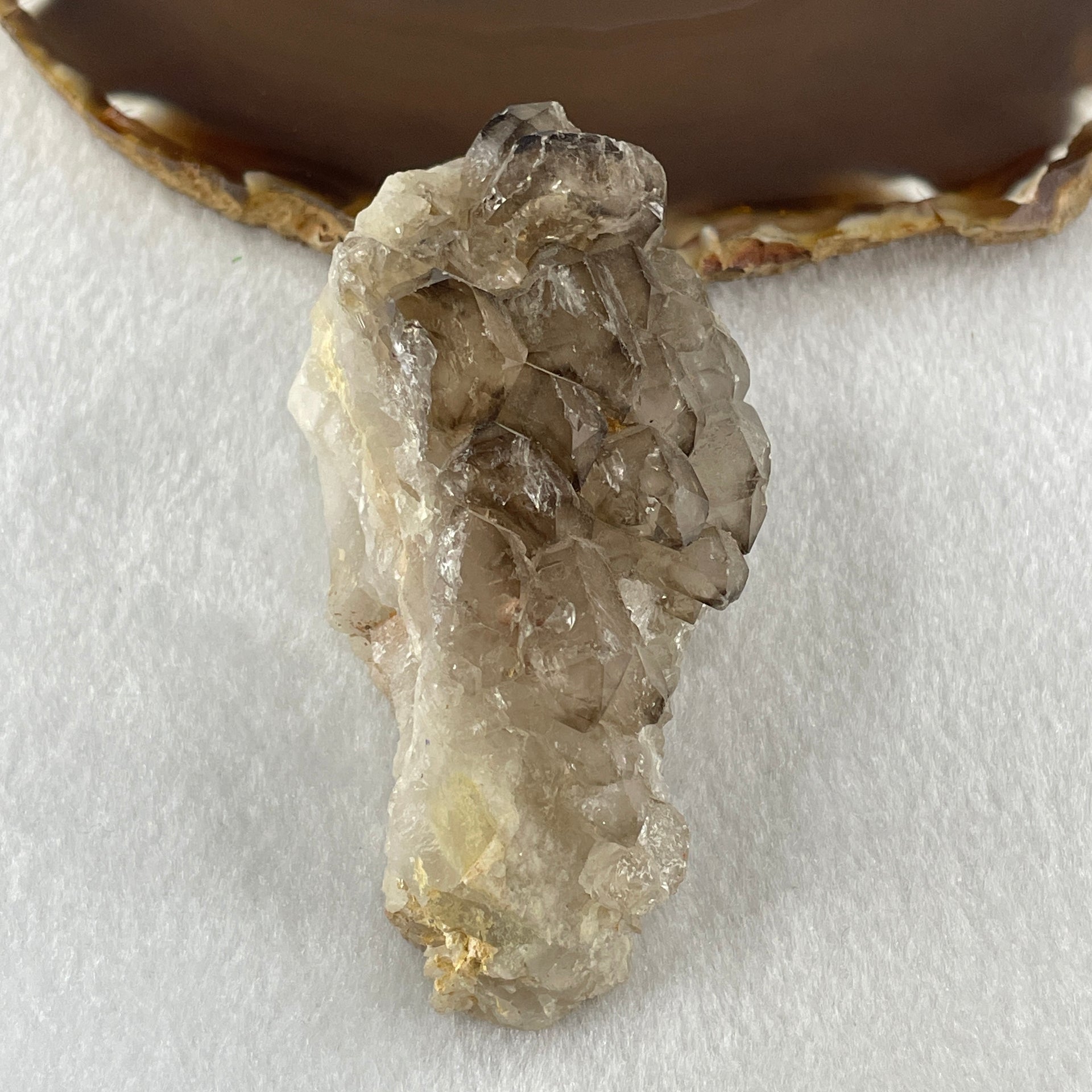 Natural Smoky Quartz Rough Irregular Shape Display in Wooden Stand 178.74g 62.1 by 58.2 by 100.0mm - Huangs Jadeite and Jewelry Pte Ltd