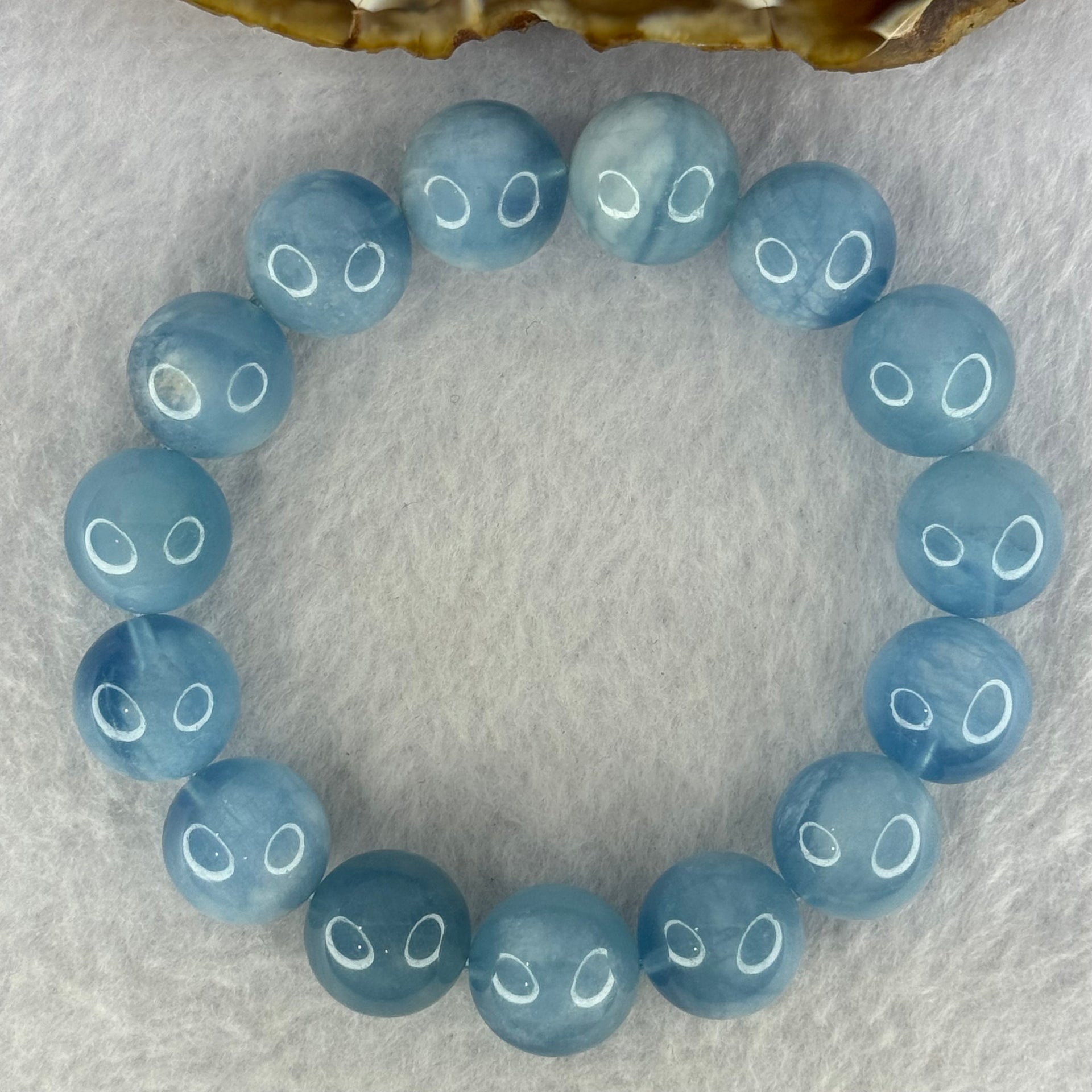 Natural Aquamarine Beads Bracelet 65.17g 19cm 14.8mm  15 Beads - Huangs Jadeite and Jewelry Pte Ltd