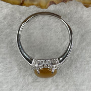 Type A Yellow Jadeite Ring in S925 Sliver with Cubic Zirconia 2.46g 10.0 by 7.5 by 3.0mm (Adjustable Size) - Huangs Jadeite and Jewelry Pte Ltd