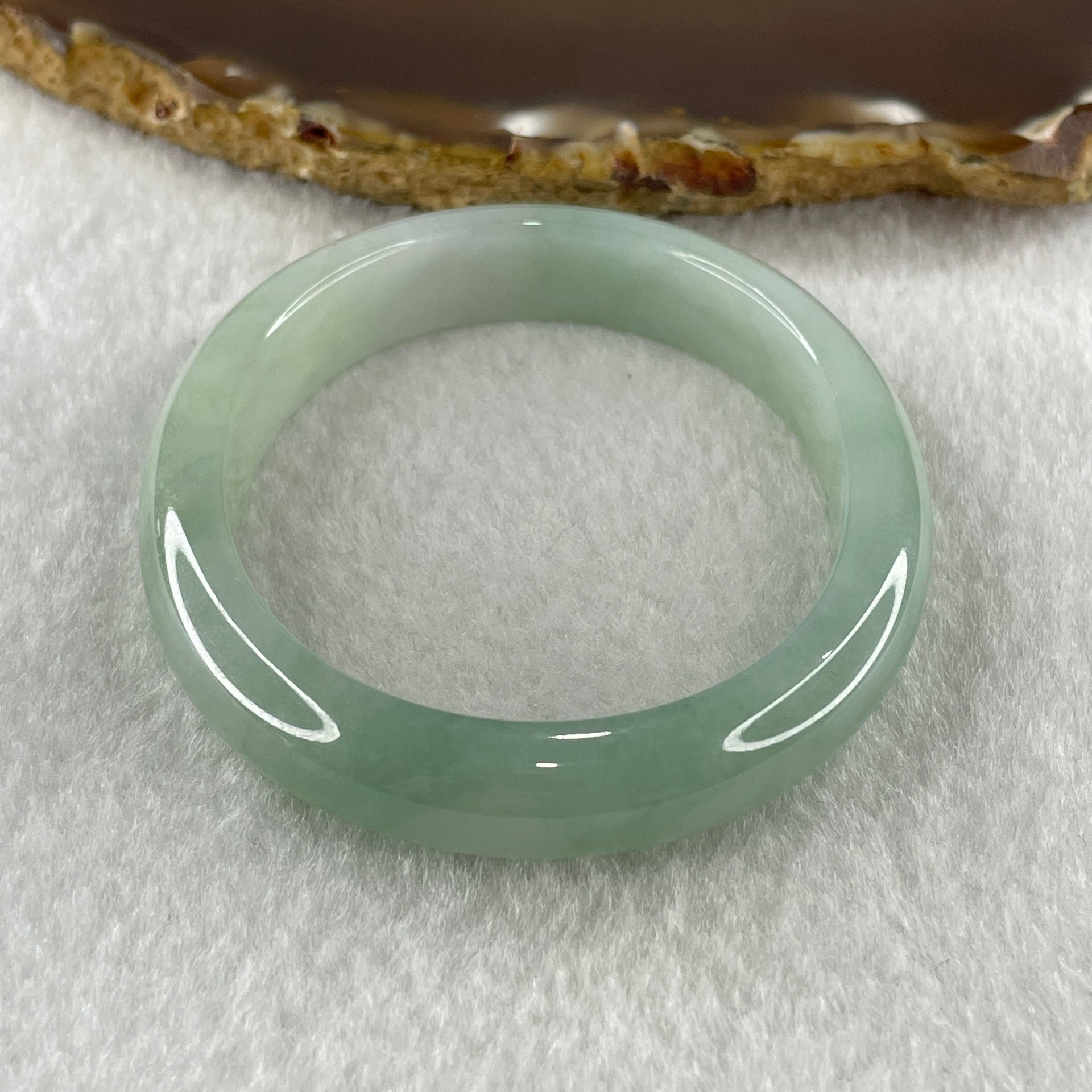 Natural Type A Jelly Full Light Green Jadeite Oval Bangle 34.07g Inner Diameter 53.8mm 10.2 by 7.4mm (Very Slight Internal Lines) - Huangs Jadeite and Jewelry Pte Ltd