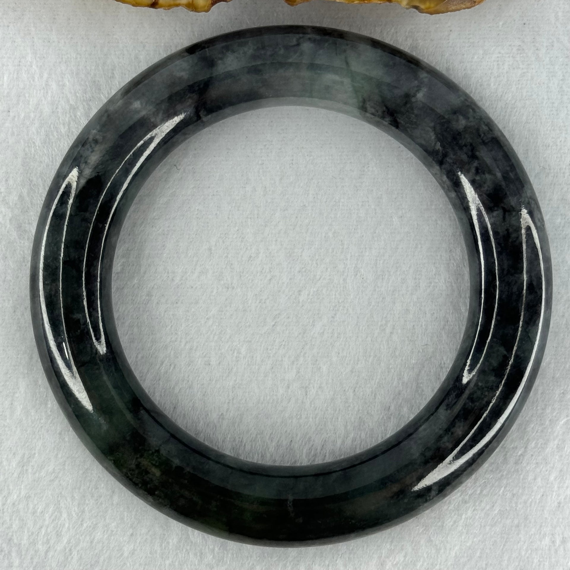Type A Slightly Translucent to Opaque Wuji Black and Green Jadeite Bangle Internal Diameter 56.0mm 89.69g 12.5 by 13.0mm (Very Slight Internal Lines) - Huangs Jadeite and Jewelry Pte Ltd