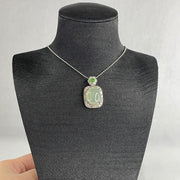 Natural Type A Semi Icy Light Green Jadeite Cabochon Necklace in S925 Silver | (5.80g | 44cm S925 | 13.8 x 11.0 x 5.5mm | Elegance & Abundance Anchor, Feng Shui Prosperity & Executive Charm Necklace) - Huangs Jadeite and Jewelry Pte Ltd