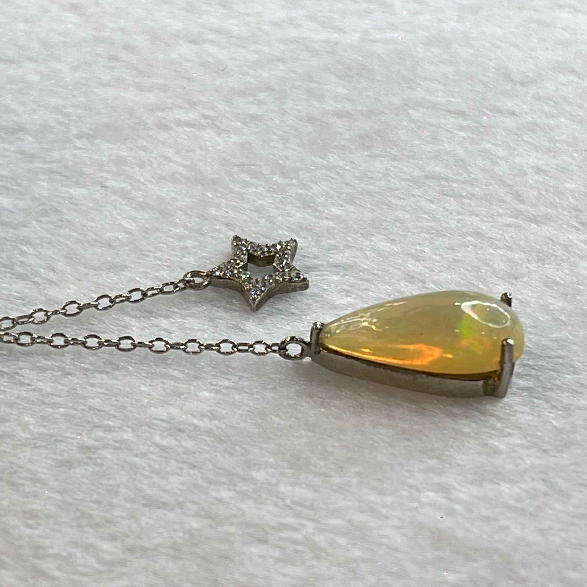 Natural Opal with Crystals in S925 Sliver Necklace 3.13g 35.5 by 27.4 by 25.9mm - Huangs Jadeite and Jewelry Pte Ltd