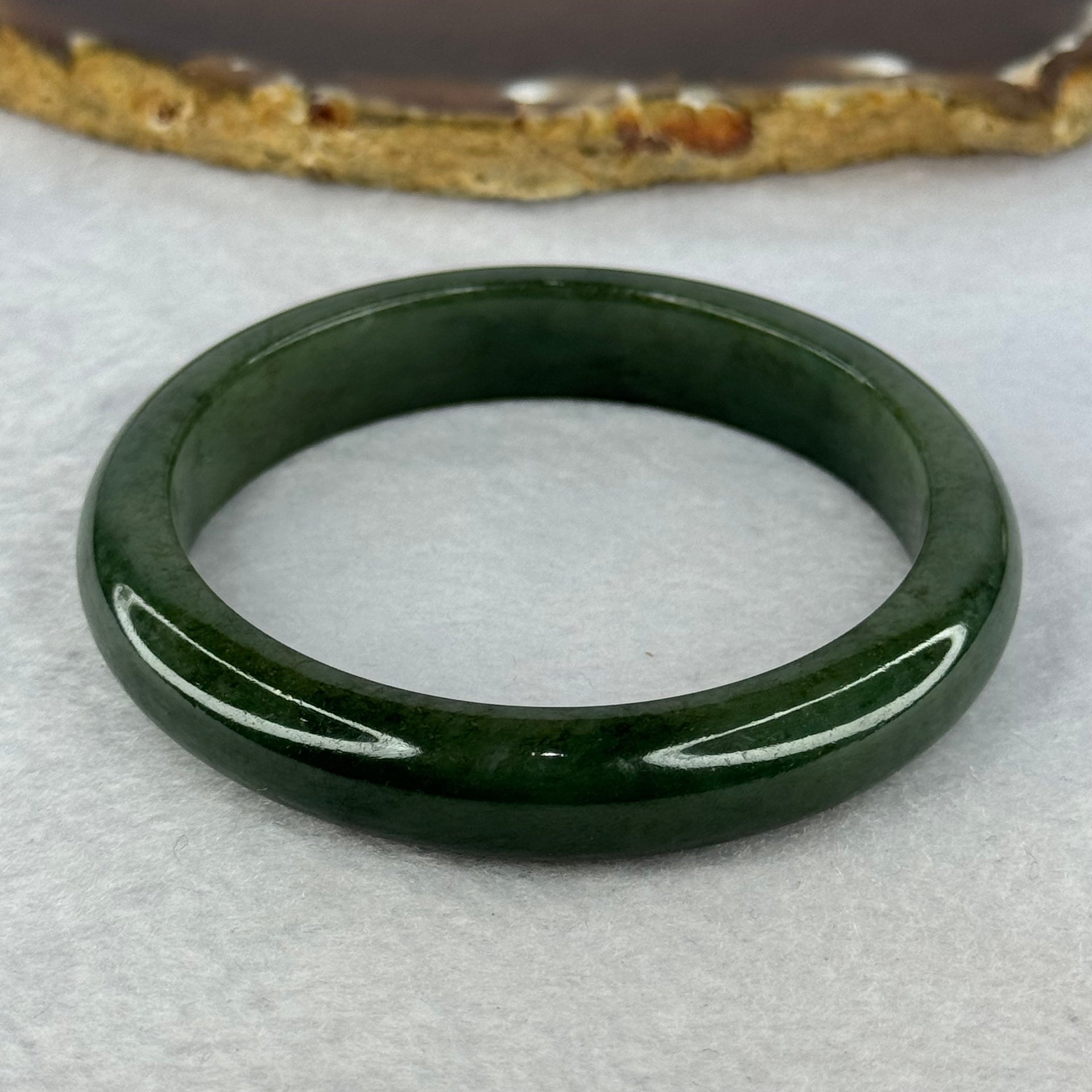 Type A Dark Full Green Jadeite Bangle Internal Diameter 56.1mm 46.59g 11.8 by 7.7mm (Very Slight Internal Line) - Huangs Jadeite and Jewelry Pte Ltd