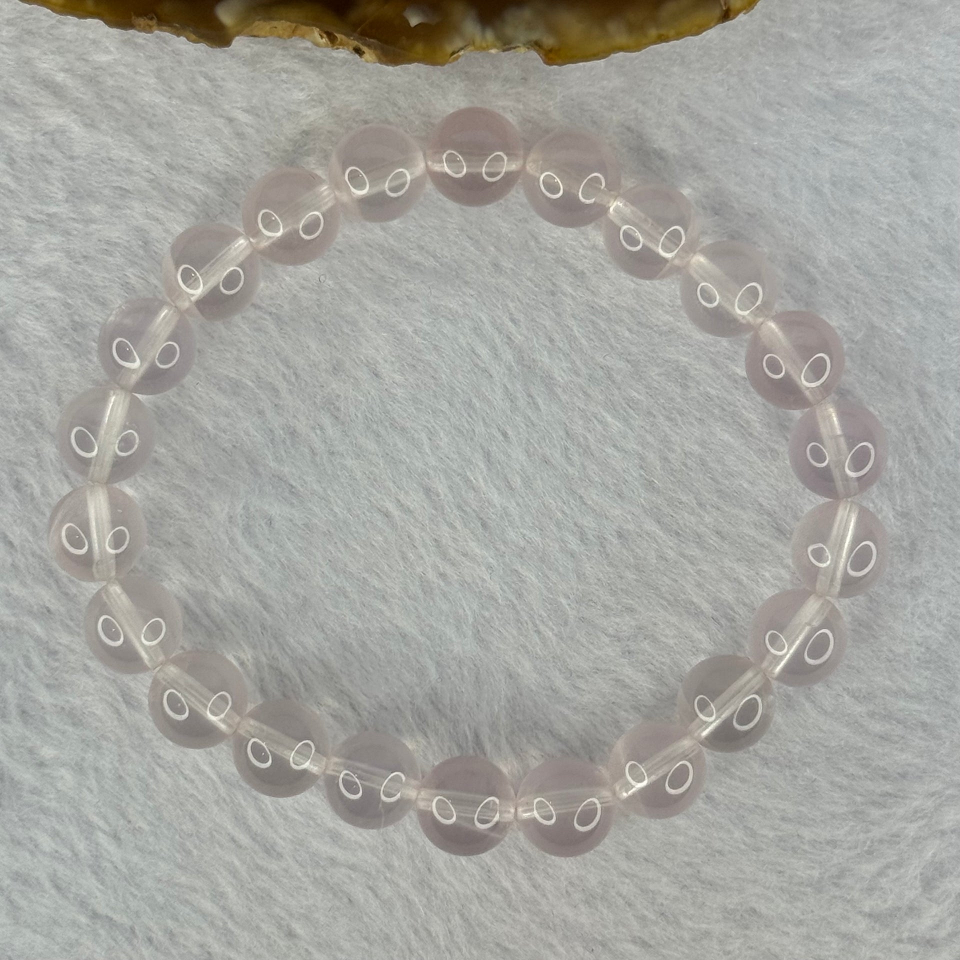 Natural Rose Quartz Beads Bracelet 天然玫瑰石英珠手链 20.43g 16cm 8.9mm 22 Beads - Huangs Jadeite and Jewelry Pte Ltd