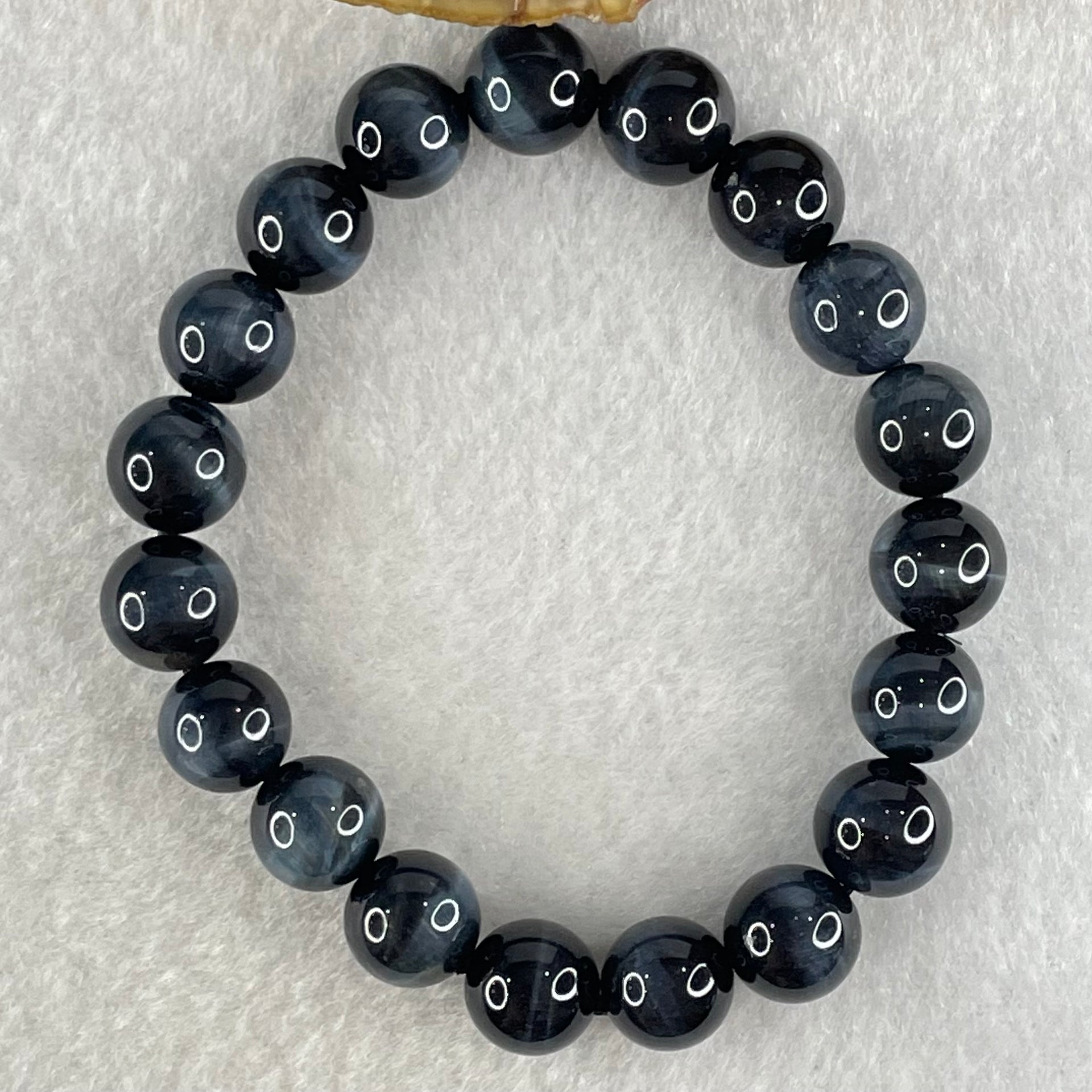 Natural Blue Tiger Eye Quartz Beads Bracelet 25.88g 16cm 10.0mm 19 Beads - Huangs Jadeite and Jewelry Pte Ltd