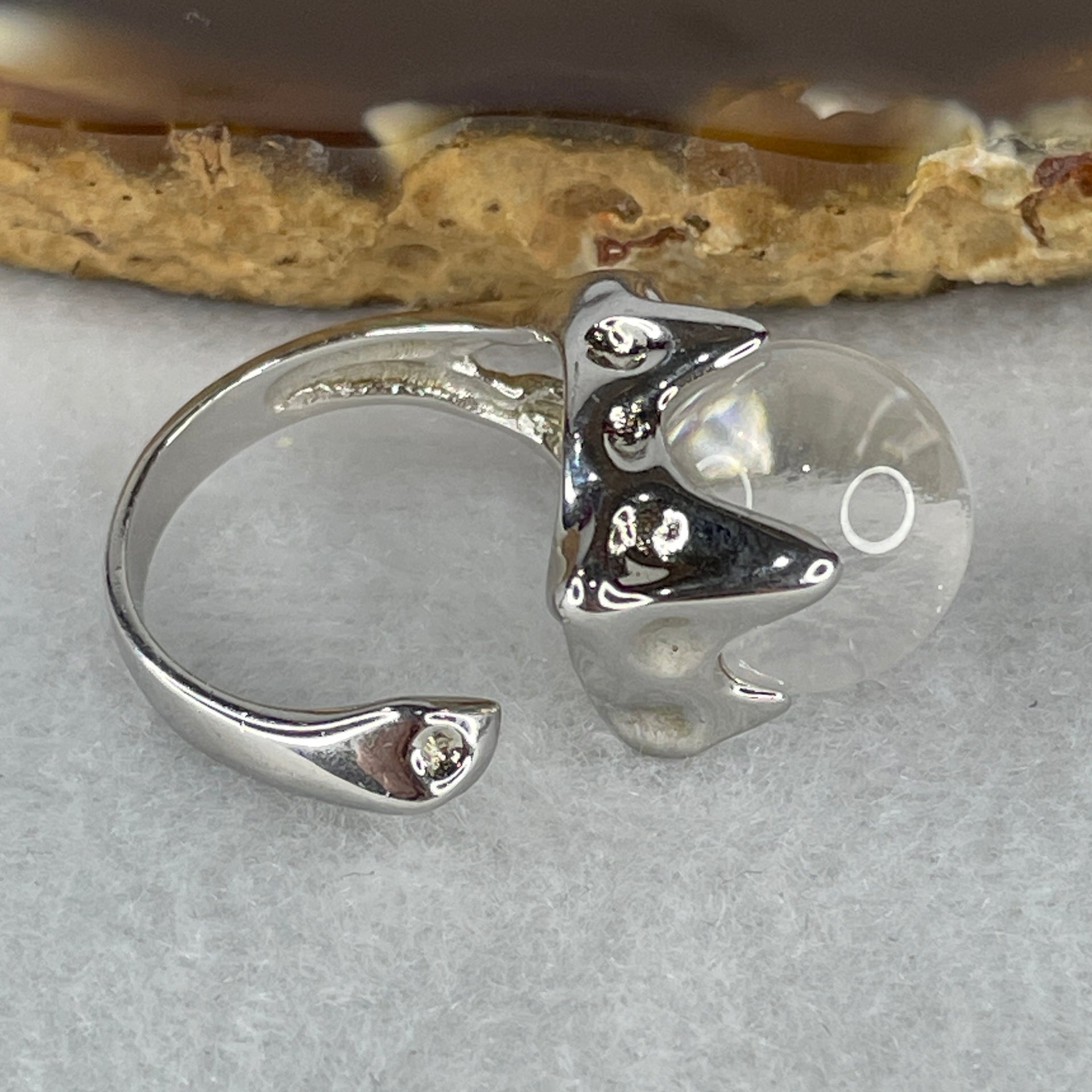 Natural-White-Phantom-Quartz-Bead-in-S925-Sliver-Ring-7.63g-13.2-by-11.0mm-US-7-HK-15