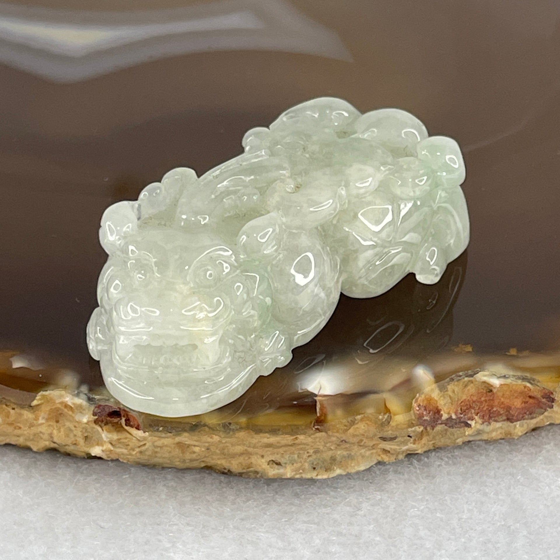 Special Natural Type A Light Green Jadeite Male Pixiu Pendant 20.74g 40.7 by 19.9 by 12.4mm - Huangs Jadeite and Jewelry Pte Ltd