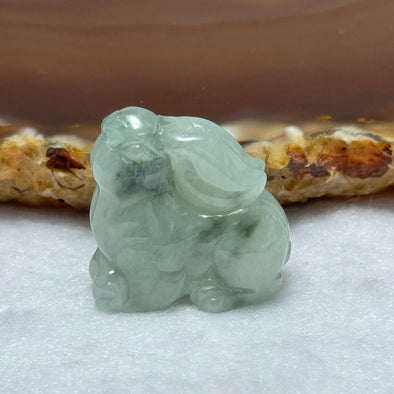 Type A Green Piao Hua Jadeite Rabbit Pendant 10.40g 22.0 by 11.8 by 23.1mm