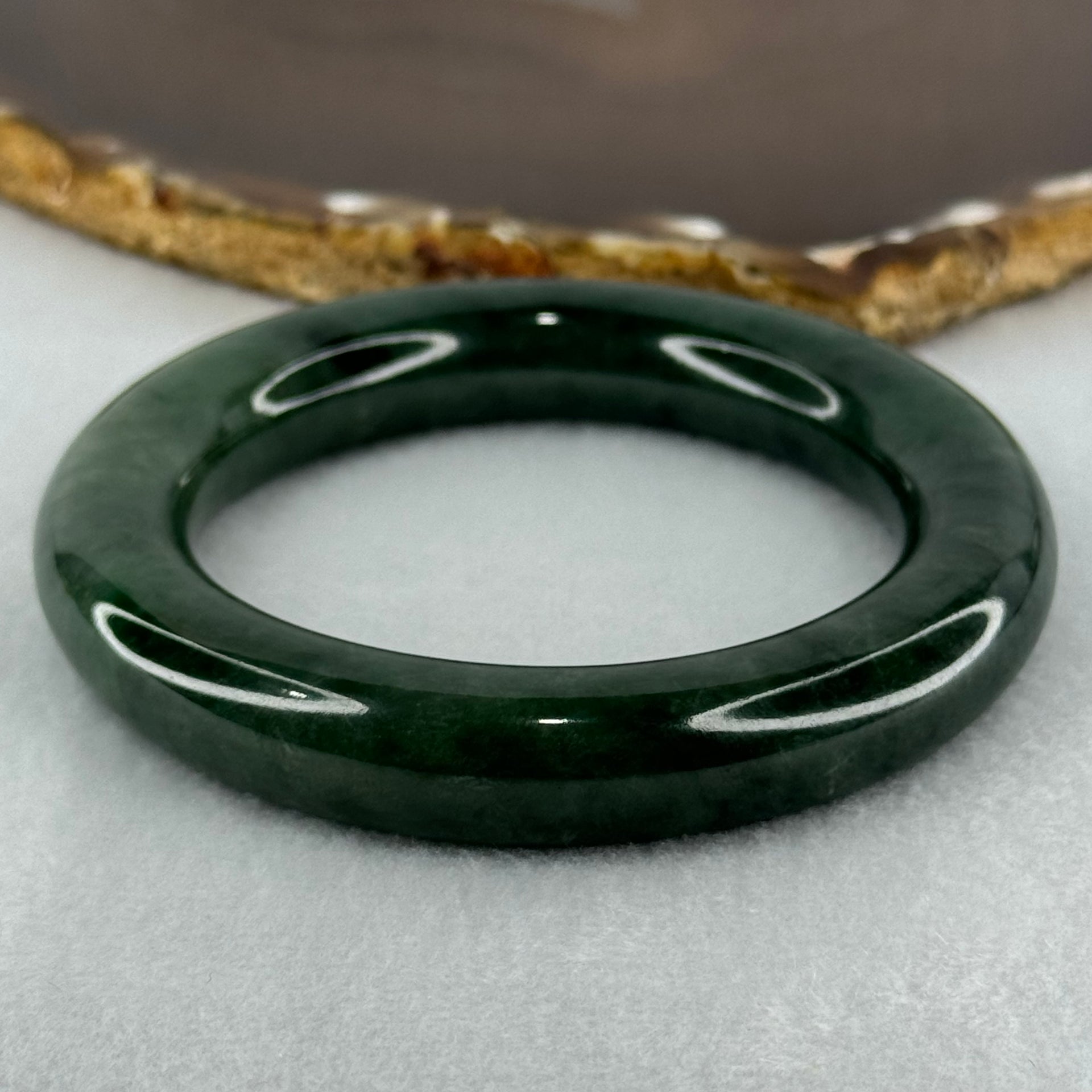 Type A Dark Green with Emerald Green Spots Jadeite Bangle Internal Diameter 55.2mm 87.66g 12.4 by 12.7mm (Slight Internal Lines) - Huangs Jadeite and Jewelry Pte Ltd