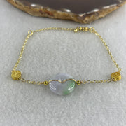 Natural Type A Lavender & Green Jadeite Ping An Kou Gold Accent Bracelet | Peace Disc Adjustable Bracelet (6.55g | 13–21cm | 17.2 x 5.5mm) - Huangs Jadeite and Jewelry Pte Ltd