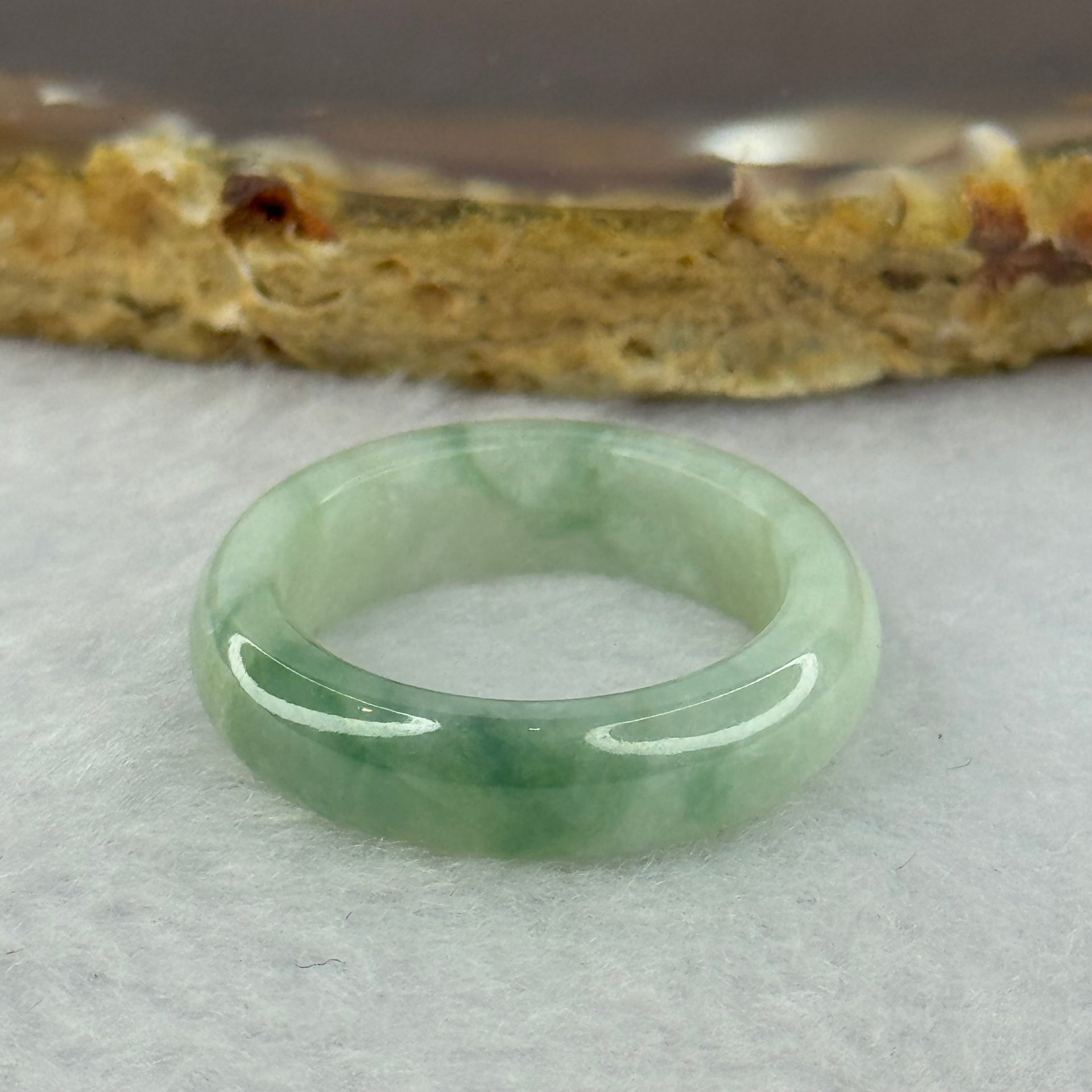 Type A Green Jadeite with Blueish Green Patches Ring 4.04g 5.8 by 3.5mm US7.5 HK16 - Huangs Jadeite and Jewelry Pte Ltd