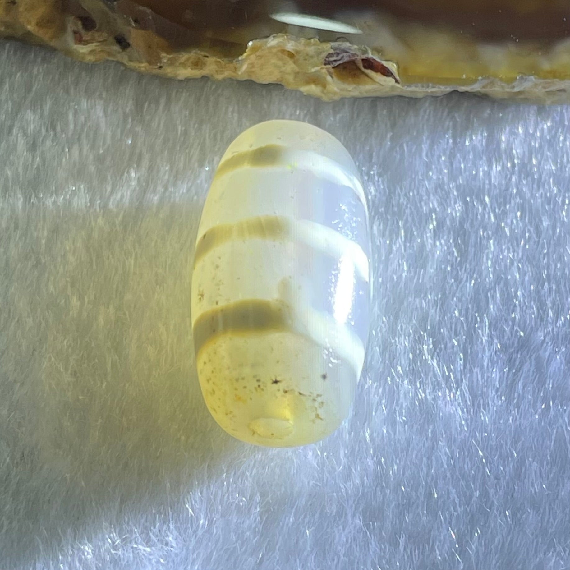 Natural Powerful Tibetan Old Oily Agate 3-Lines Dzi Bead Heavenly Master (Tian Zhu) 三行天诛 3.47g 20.1 by 10.6mm - Huangs Jadeite and Jewelry Pte Ltd