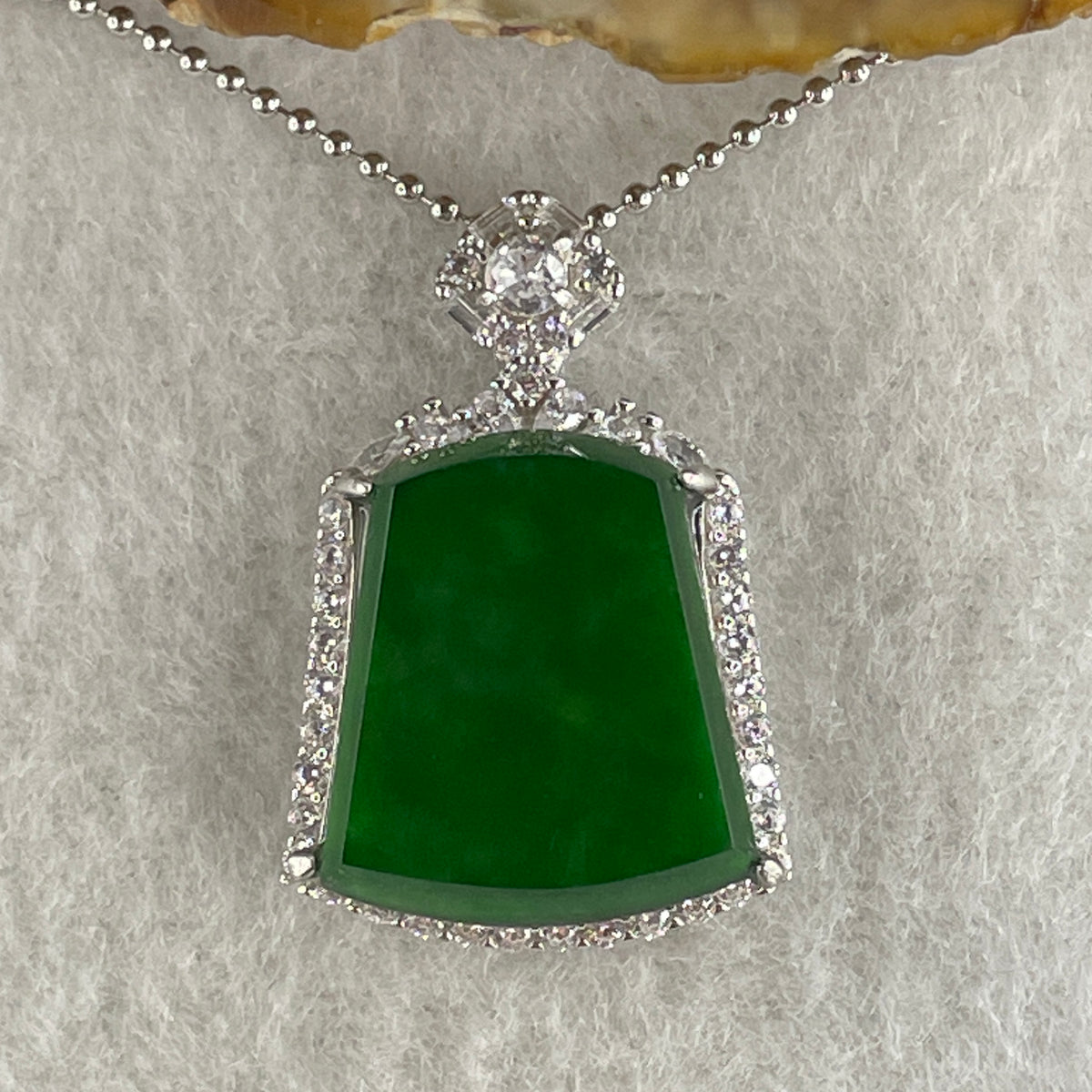 Natural Type A Omphacite Green Jadeite Wushipai Necklace in S925 Silver | (5.88g | 44cm S925 | 18.0 x 16.0 x 3.5mm | Unobstructed Peace & Supreme Protection Anchor, Feng Shui Prosperity & Executive Calm Necklace) - Huangs Jadeite and Jewelry Pte Ltd