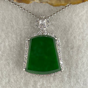 Natural Type A Omphacite Green Jadeite Wushipai Necklace in S925 Silver | (5.88g | 44cm S925 | 18.0 x 16.0 x 3.5mm | Unobstructed Peace & Supreme Protection Anchor, Feng Shui Prosperity & Executive Calm Necklace) - Huangs Jadeite and Jewelry Pte Ltd