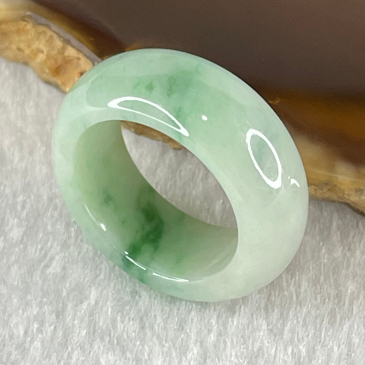 Type A Light Green Lavender with Green Patches Jadeite Ring 4.40g 7.7 by 3.7mm US4.3/HK 9 (Very Slight Internal Line) - Huangs Jadeite and Jewelry Pte Ltd