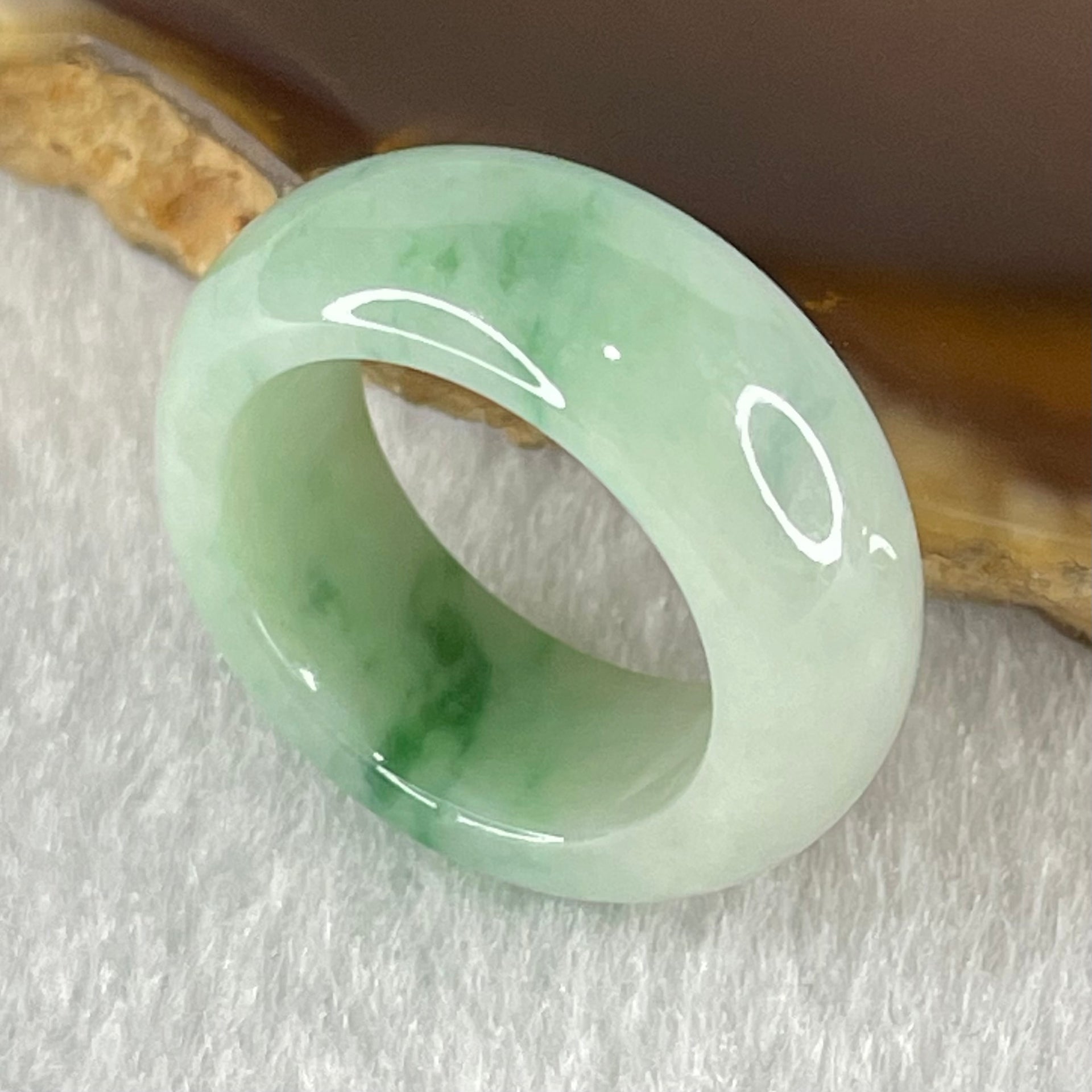 Type A Light Green Lavender with Green Patches Jadeite Ring 4.40g 7.7 by 3.7mm US4.3/HK 9 (Very Slight Internal Line) - Huangs Jadeite and Jewelry Pte Ltd