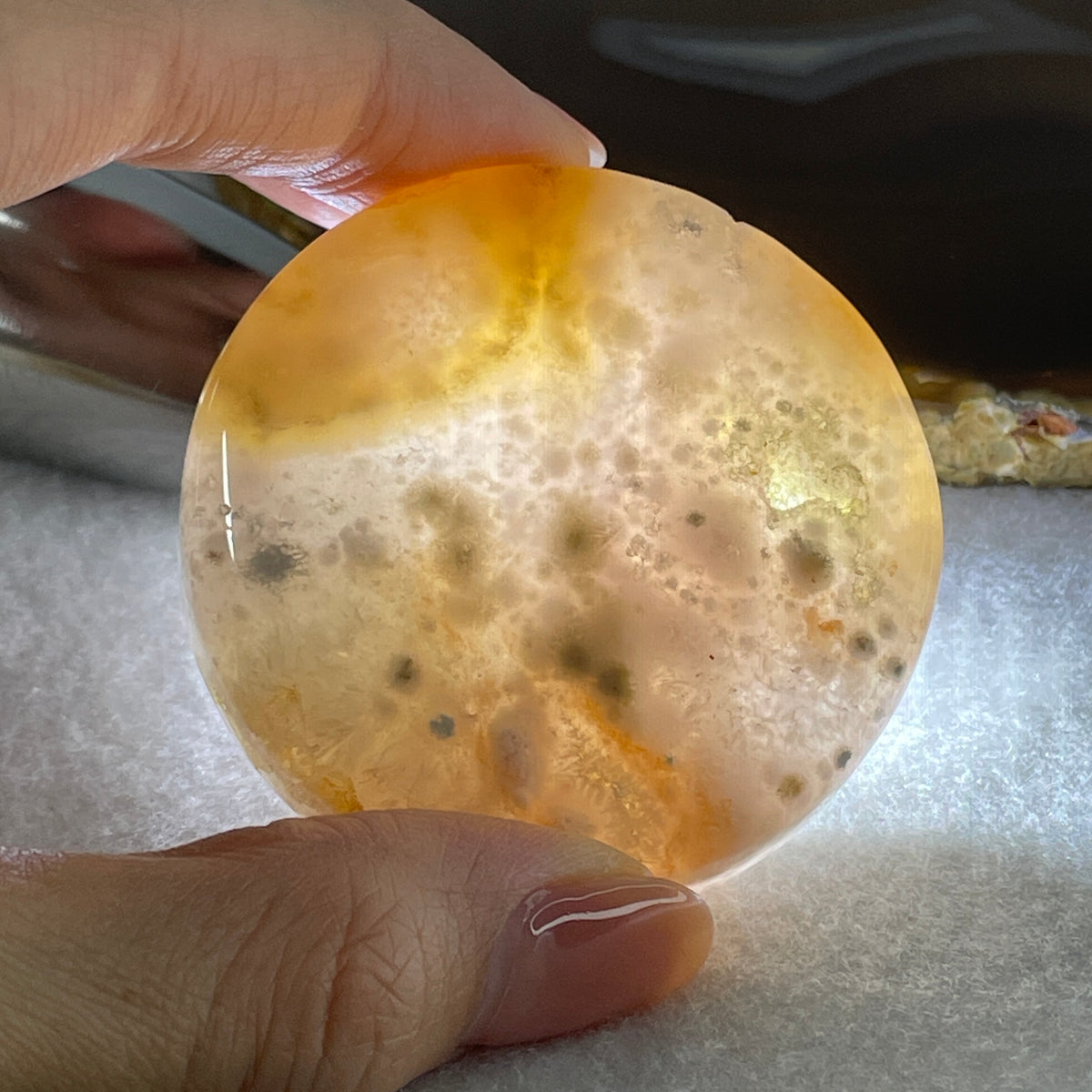 Natural Pink Flower Agate Set Bangle 104.16g Inner Diameter 56.0mm 10.8 by 5.2mm (Very Very Slight External Rough) - Huangs Jadeite and Jewelry Pte Ltd