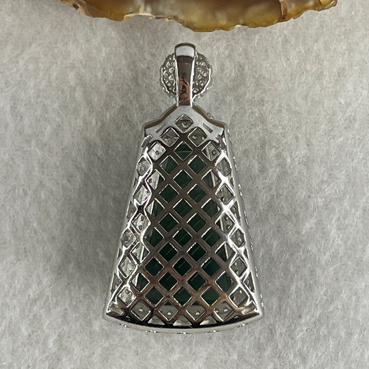 Natural Type A Blueish Green Jadeite Wushipai Pendant in S925 Silver | (13.60g | 24.8 x 15.5 x 3.5mm | Unobstructed Peace & Supreme Protection Anchor, Feng Shui Harmony & Executive Calm Pendant) - Huangs Jadeite and Jewelry Pte Ltd