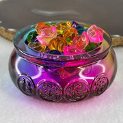 Muti Color Liuli Wealth Pot with Ingot Yuan Bao Display Total Weight 211.75g 72.6 by 33.5mm - Huangs Jadeite and Jewelry Pte Ltd