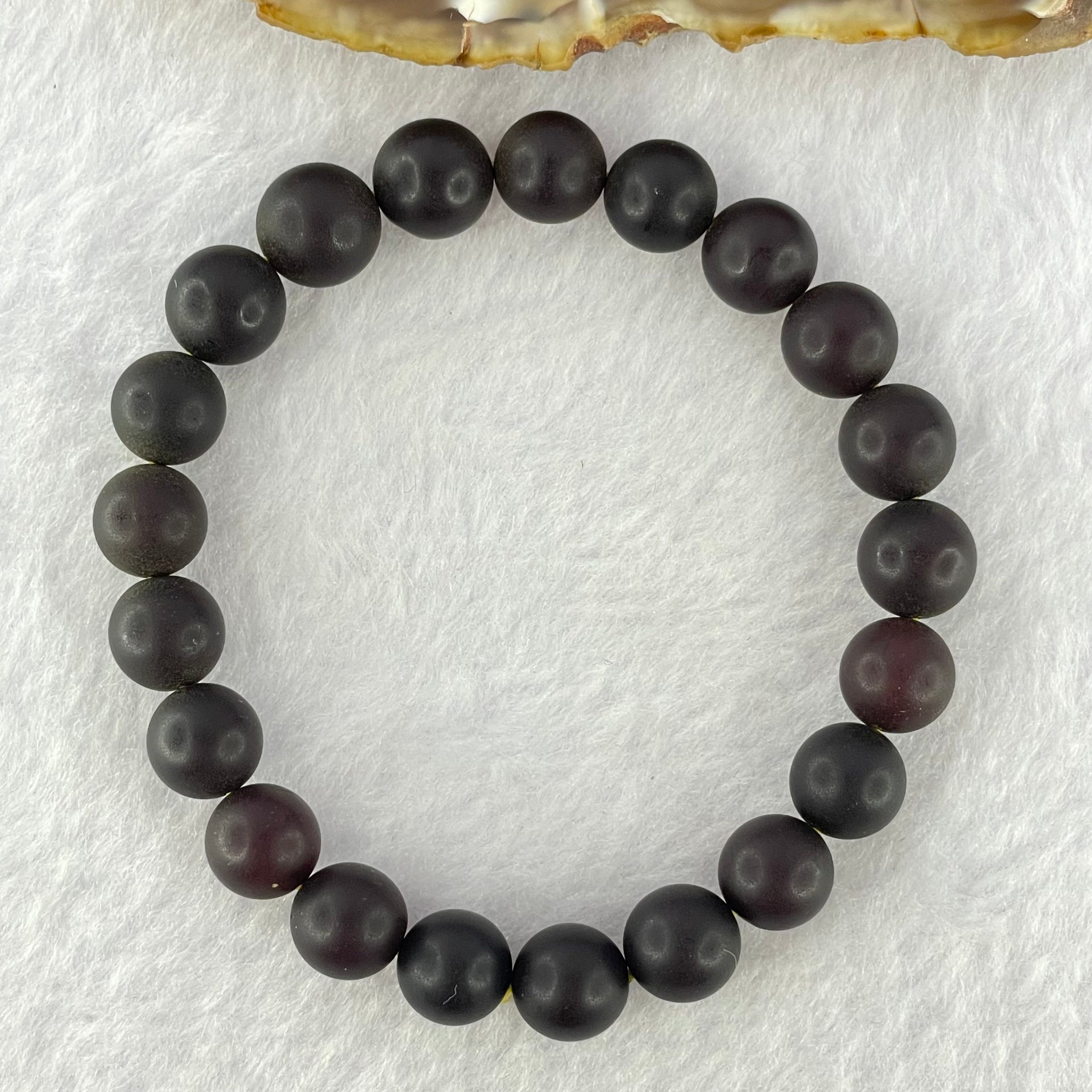 Natural Iron Blood King Amber Beads Bracelet 天然铁血王琥珀手链 8.98g 16.5cm 9.1mm 21 Beads - Huangs Jadeite and Jewelry Pte Ltd