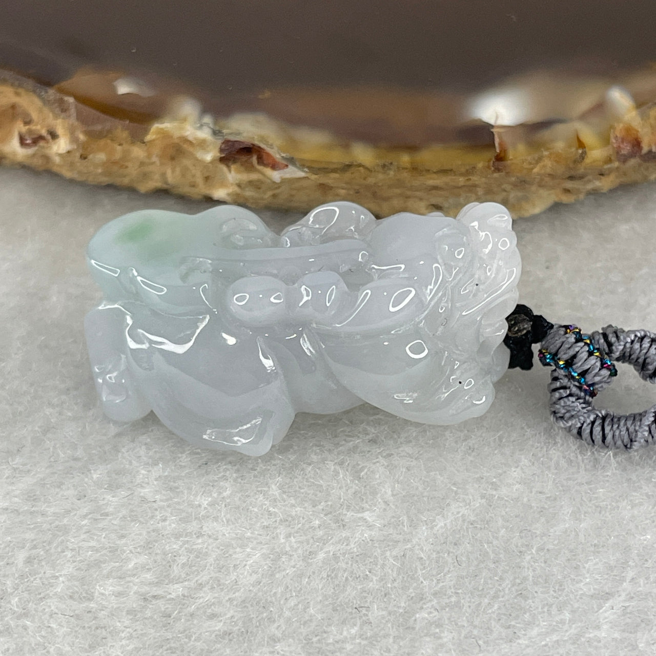 Natural Type A Lavender Jadeite Pixiu Pendant | 29.1mm Carved Jade Wealth Beast Mythical Protection Amulet (11.09g 14.3x11.9mm)