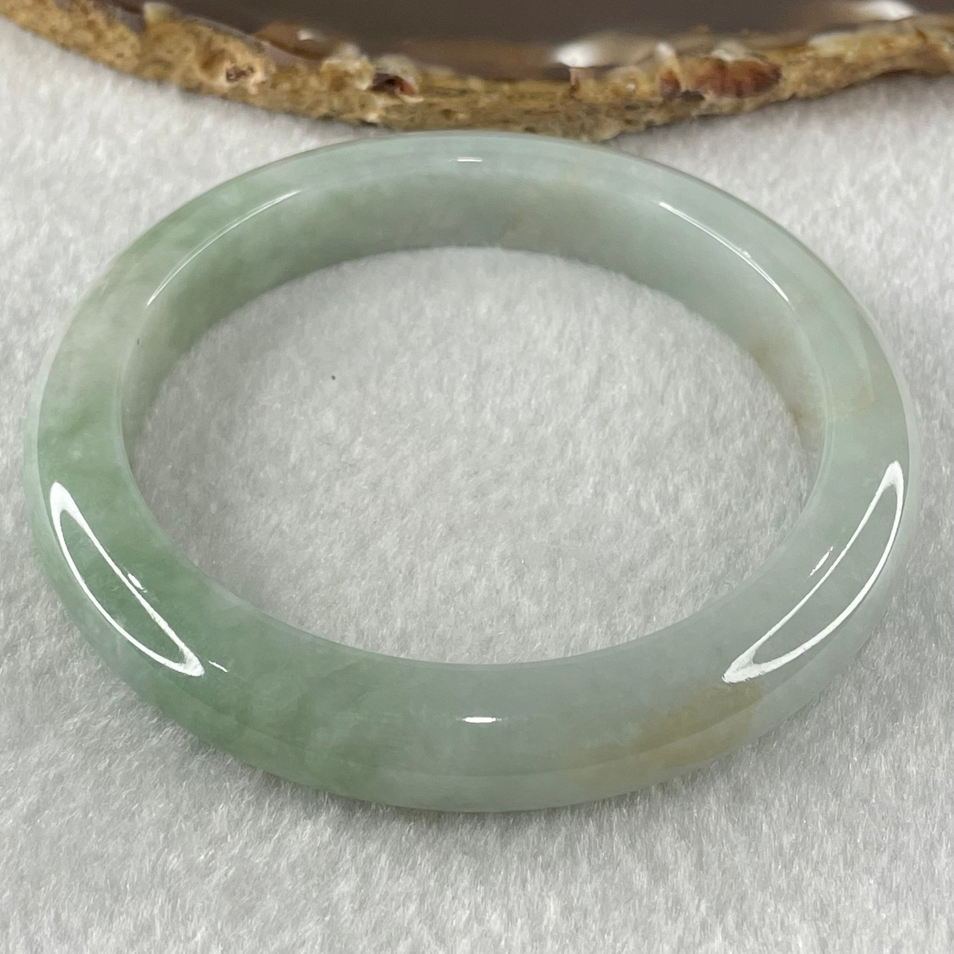 Type A Green Jadeite Bangle 54.02g Internal Diameter 58.2mm 11.0 by 8.6mm (External Lines) - Huangs Jadeite and Jewelry Pte Ltd