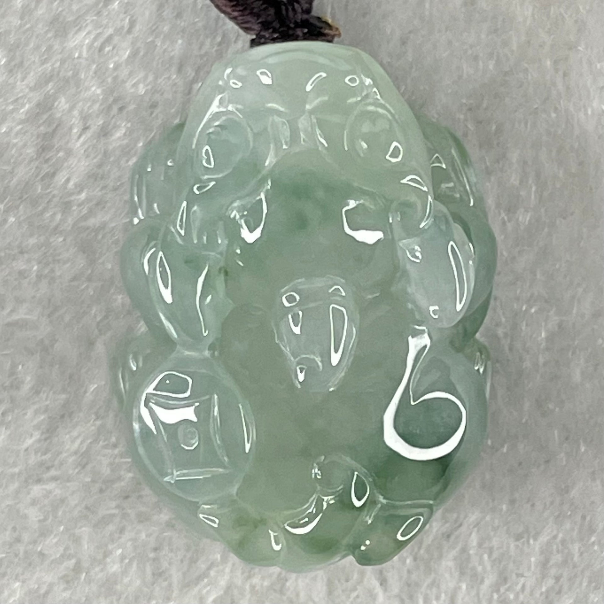 Type A Lavender with Blueish Green Piao Hua Jadeite Male Pixiu String Bracelet 10.87g 24.0 by 18.2 by 14.2mm - Huangs Jadeite and Jewelry Pte Ltd