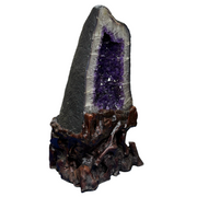 Natural Amethyst Rectangular Shape Cave (31,526.0g) with Wooden Stand Display Total Weight 38,526.0g 420.0 by 315.0 by 610.0mm - Huangs Jadeite and Jewelry Pte Ltd