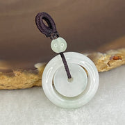 Type A Faint Lavender Jadeite Double Ping An Kou Donut Charm Pendant 4.40g 18.3 by 7.0mm - Huangs Jadeite and Jewelry Pte Ltd