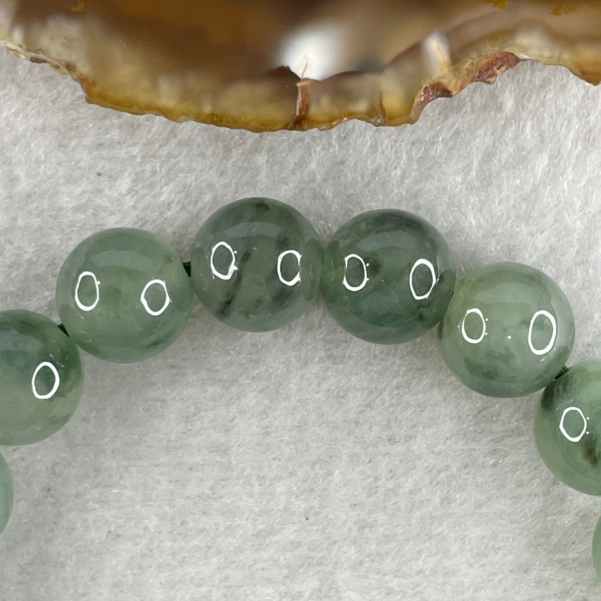Certified Natural Type A Semi Icy Green with Blueish Green Fluorite Piao Hua Jadeite Beads Bracelet 32.882g 15cm 10.1mm 19Beads Perfect - Huangs Jadeite and Jewelry Pte Ltd