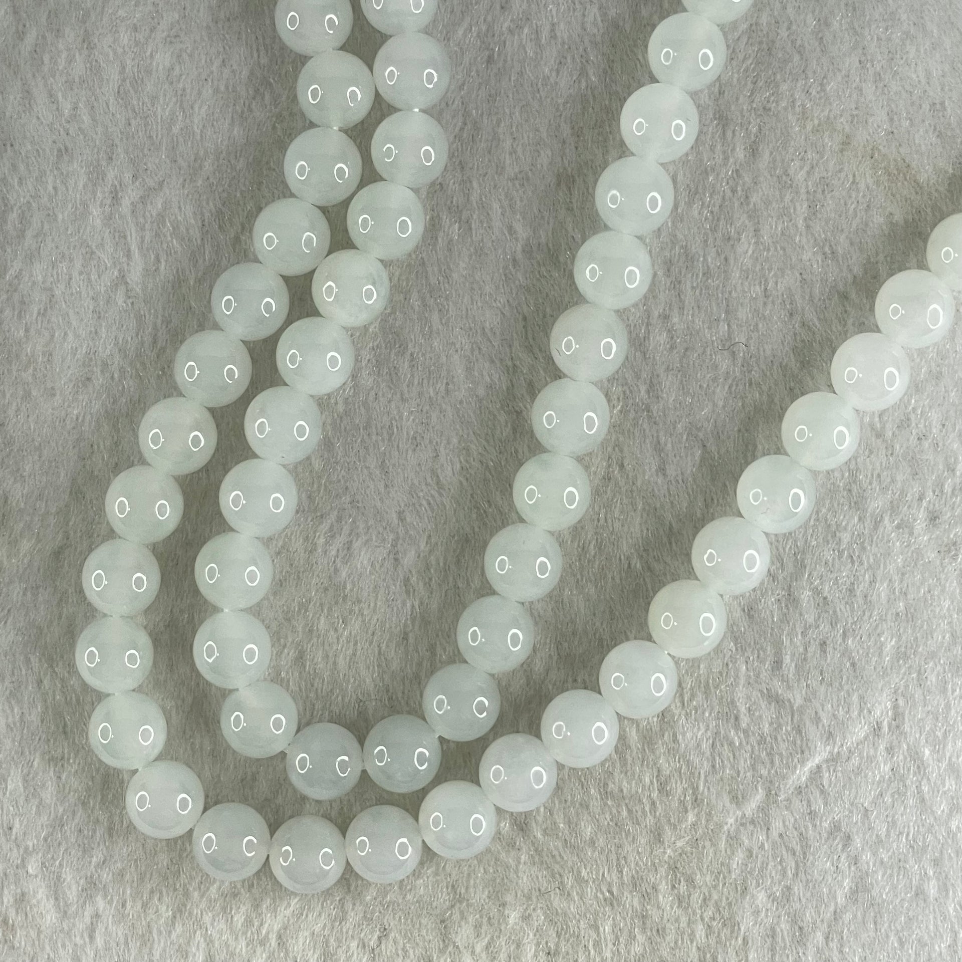 Type A White to Faint Blue Jadeite Beads Necklace 60.66g 66cm 7.0mm 98 Beads - Huangs Jadeite and Jewelry Pte Ltd