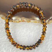 Natural Dark Brownish Yellow Medicine Amber Beads Bracelet 天然抚顺药珀手链 4.37g 15.5cm 6.9mm 41 Beads - Huangs Jadeite and Jewelry Pte Ltd