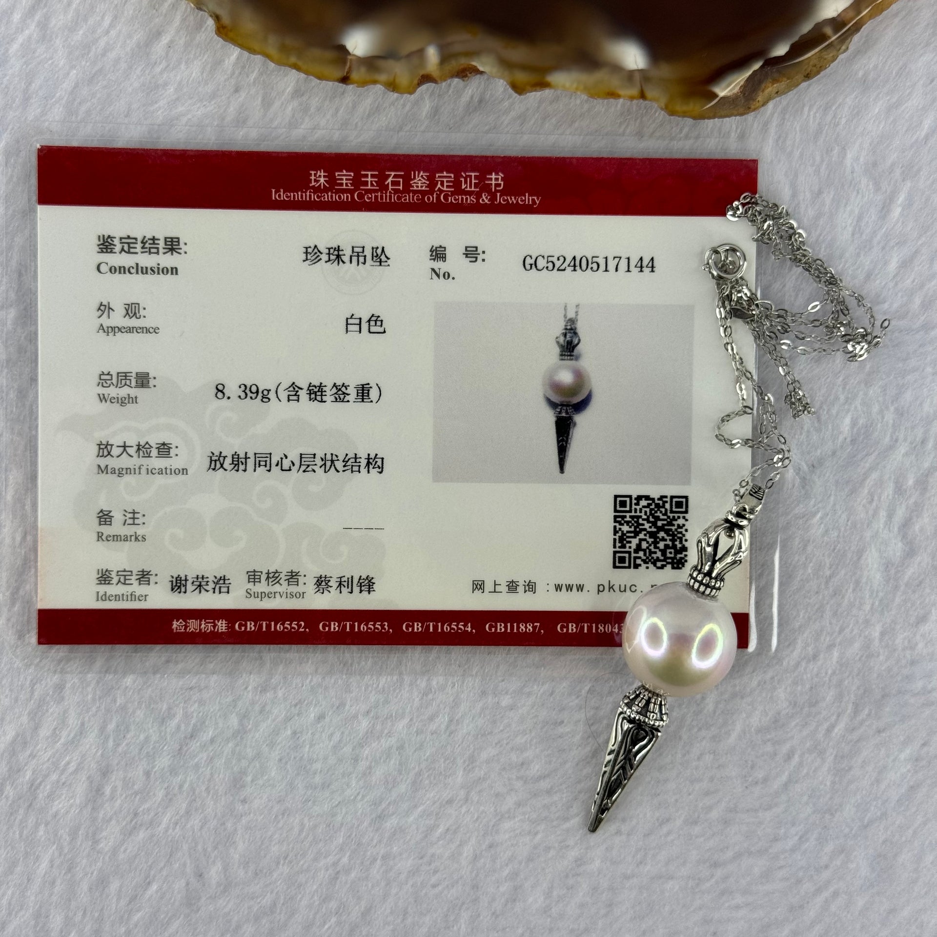 Natural Large White Pearl Demon Subduing Dagger S925 Silver Pendant in S925 Sliver Necklace 8.39g 14.2mm - Huangs Jadeite and Jewelry Pte Ltd