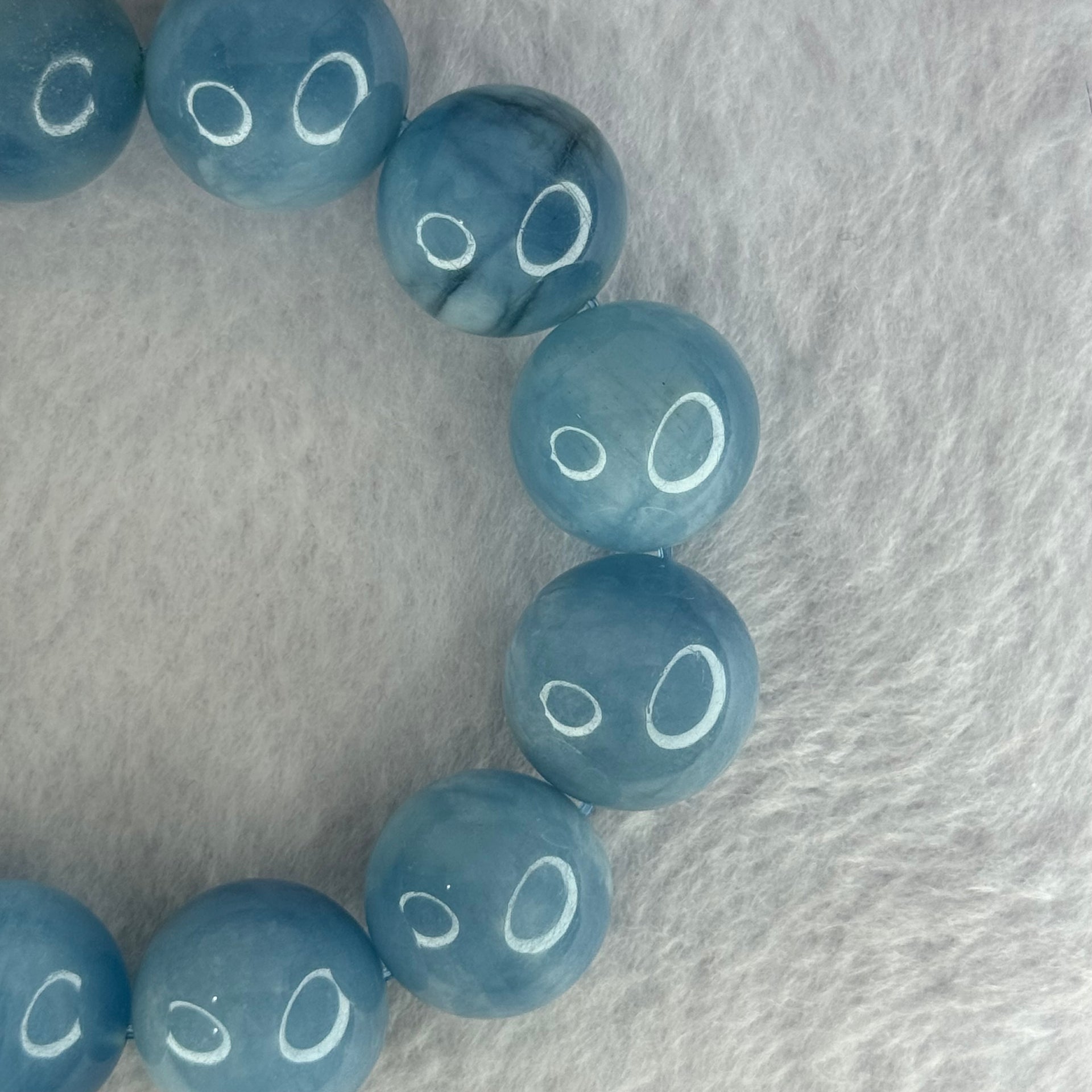 Natural Aquamarine Beads Bracelet 109.28g 18.5cm 19.2mm 12 Beads - Huangs Jadeite and Jewelry Pte Ltd