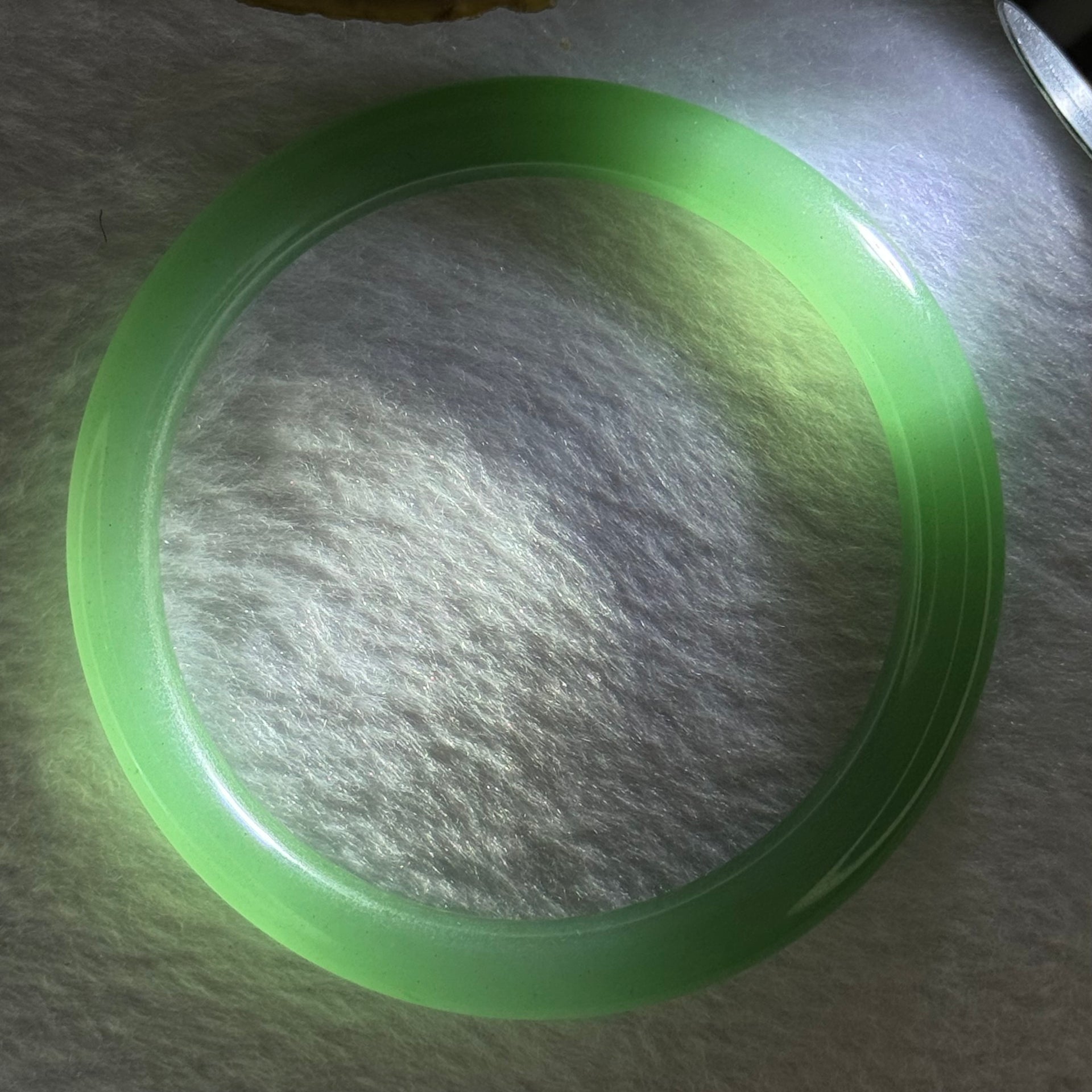 Transparent Green Quartzite Jade Bangle 天山玉手镯 Internal Diameter 59.5mm 27.39g 8.3 by 8.3mm - Huangs Jadeite and Jewelry Pte Ltd