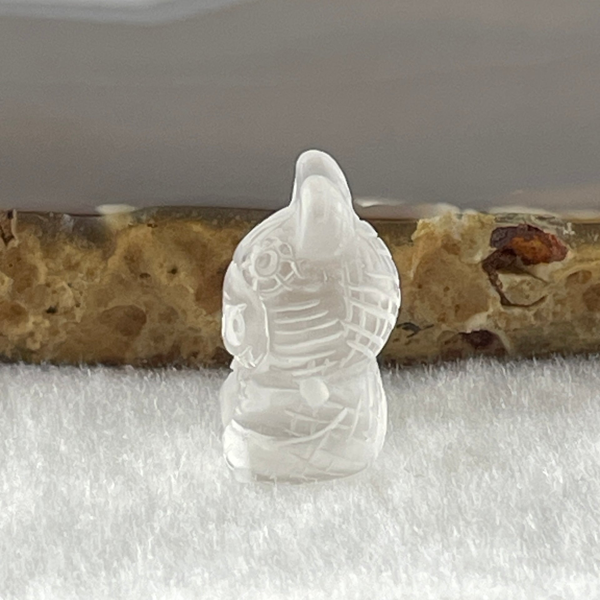 Natural Matt Clear Quartz Labubu Charm Display 3.54g 19.0 by 12.8 by 10.6mm - Huangs Jadeite and Jewelry Pte Ltd