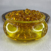 Yellow Liuli Wealth Pot with Ingot Yuan Bao Display Total Weight 648.22g 99.4 by 62.8mm - Huangs Jadeite and Jewelry Pte Ltd