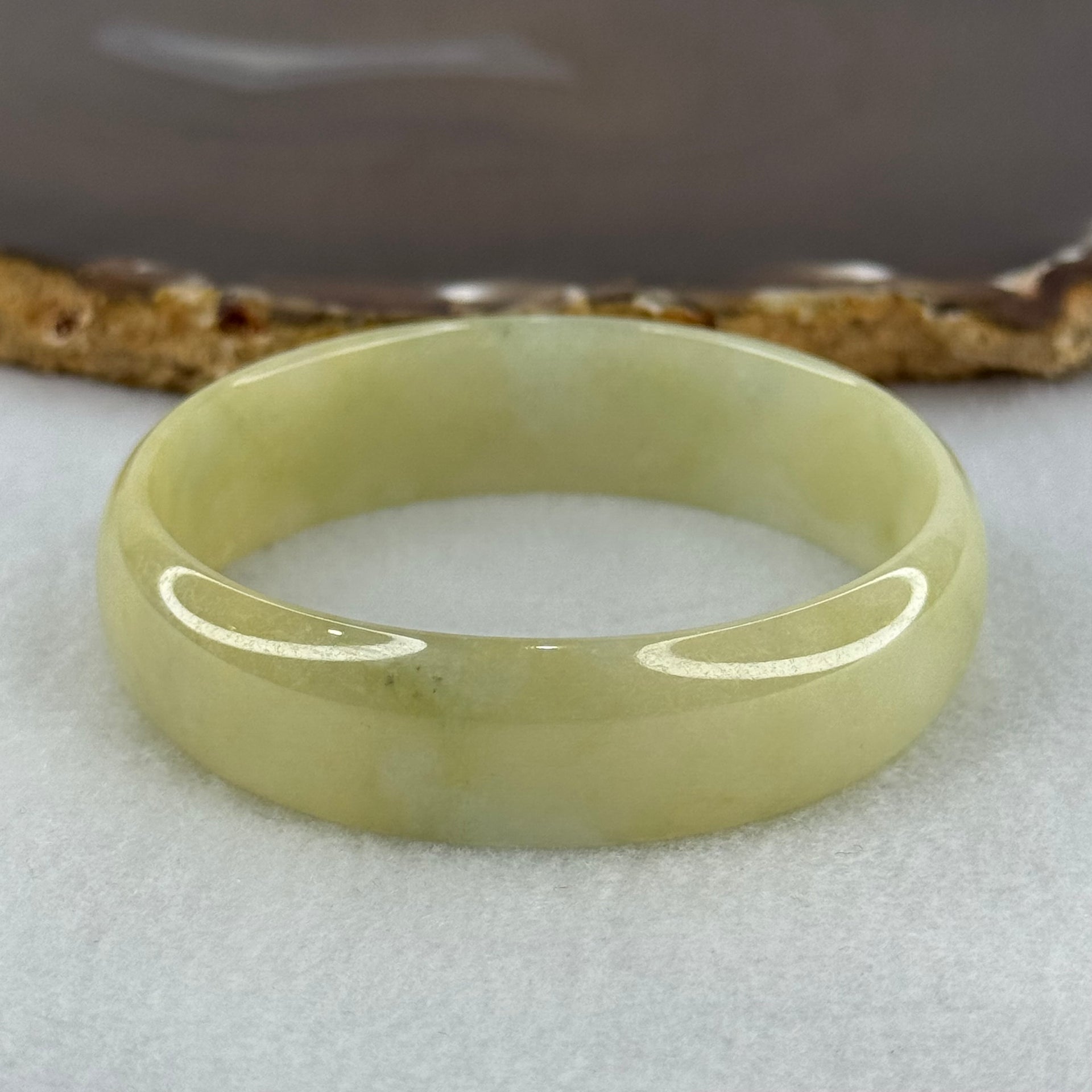Type A Yellowish Green Jadeite Bangle Internal Diameter 52.8mm 28.01g 14.3 by 4.1mm (Slight Internal Line) - Huangs Jadeite and Jewelry Pte Ltd