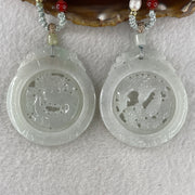 Grand Master Natural Colorless to Fain Green Jadeite Dragon and Phoenix Pendant 60.88g 54.8 by 47.9 by 6.0mm - Huangs Jadeite and Jewelry Pte Ltd