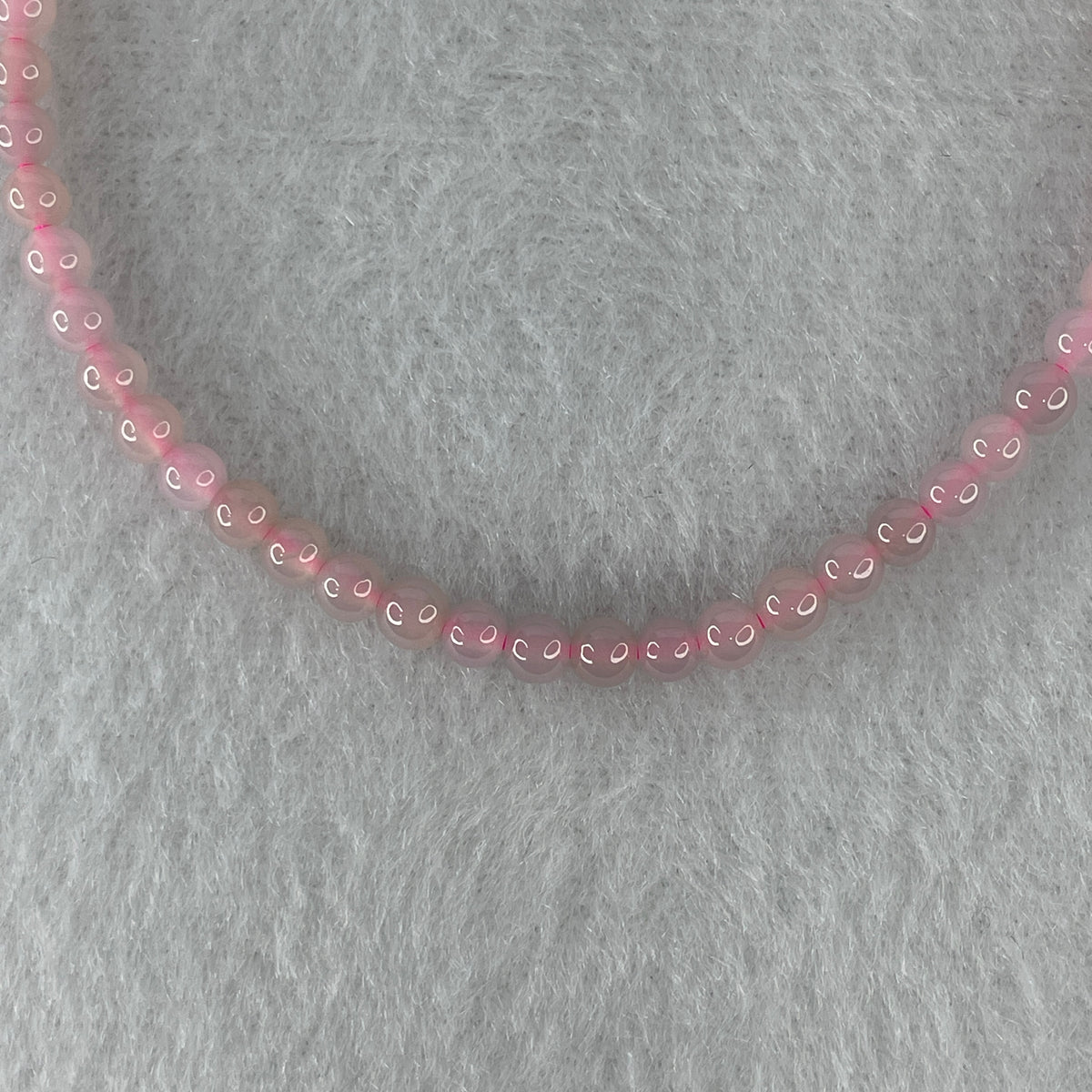 Natural Type A Semi-Icy Pink Jadeite Beads Bracelet | 17cm Delicate 3.8mm Round Genuine Pink Jade Bracelet Rose Gold Clasp (5.32g 49 Beads) - Huangs Jadeite and Jewelry Pte Ltd