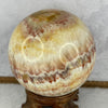 Natural Orange Yellow Red Pink Calcite Sphere Ball with Solid Wooden Stand 1,079.4g 100.0 by Diameter 88.5 mm - Huangs Jadeite and Jewelry Pte Ltd