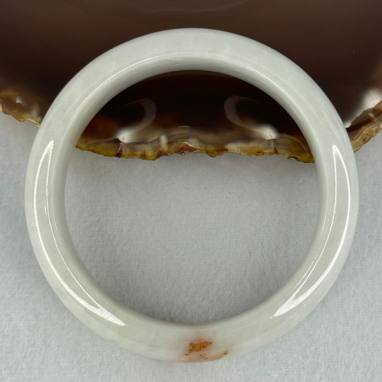 Type A Faint Green Lavender with Red Patch Jadeite Bangle Internal Diameter 56.9mm 79.34g 17.3 by 8.7mm (Very Slight Internal Lines) - Huangs Jadeite and Jewelry Pte Ltd