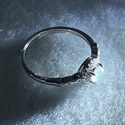 Type A Semi Icy Light Lavender Cabochon Jadeite in S925 Sliver Ring (Adjustable Size) 1.43g 4.2 by 2.5mm - Huangs Jadeite and Jewelry Pte Ltd