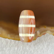 Natural Powerful Tibetan Old Oily Agate 3-Lines Dzi Bead Heavenly Master (Tian Zhu) 三行天诛 3.19g 20.1 by 10.4mm - Huangs Jadeite and Jewelry Pte Ltd