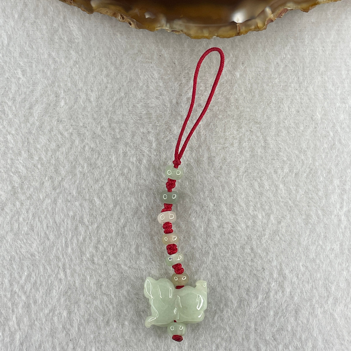 Natural Type A Light Green Jadeite Dog Charm | Chinese Zodiac Dog Loyalty, Wealth & Protection (5.38g | 18.6 x 14.4 x 7.9mm) - Huangs Jadeite and Jewelry Pte Ltd