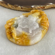 Type A Yellow with Faint Lavender Green Jadeite Guan Gong with Double Dragons 116.28g 75.0 by 54.0 by 16.8mm (Burned) - Huangs Jadeite and Jewelry Pte Ltd