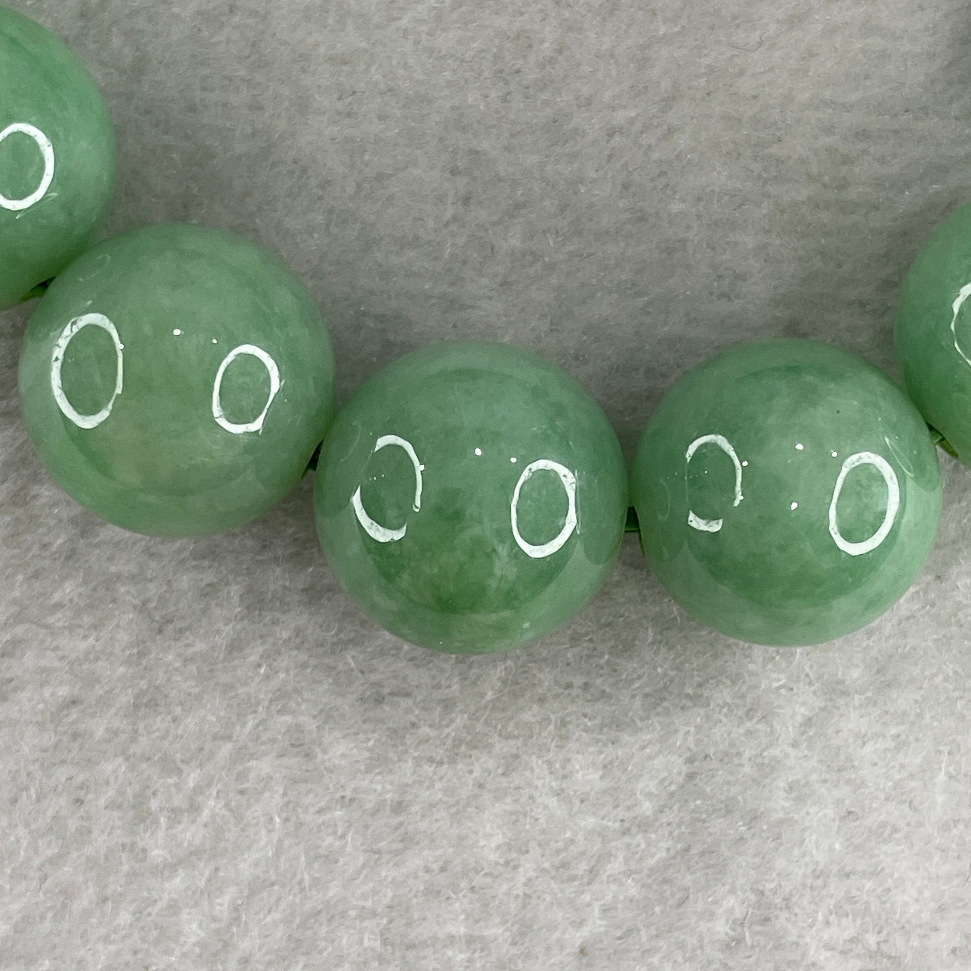 Rare Type A Burmese Apple Green Jade Jadeite Beads Bracelet 76.93g 14.8mm 14 beads 16cm - Huangs Jadeite and Jewelry Pte Ltd