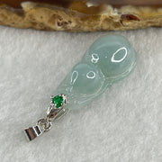 Natural Type A Semi Icy Lavender Jadeite Calabash Hulu Pendant in Stainless Steel Clasp 3.61g 25.3 by 13.2 by 6.8mm - Huangs Jadeite and Jewelry Pte Ltd