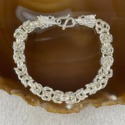 Pure 999 Sliver Double Dragon Heads Chain Bracelet 22.06g 17cm 7.5mm 15.0 by 8.0 by 8.3mm - Huangs Jadeite and Jewelry Pte Ltd